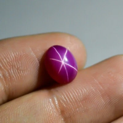 3 Cts Lab Created Pink Star Ruby Oval Shape Loose Cabochon - Image 1 of 2
