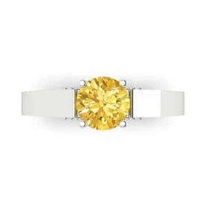 1.06Ct Round Cut Natural Citrine Engagement Ring for Women, 14K White Gold - Picture 1 of 11