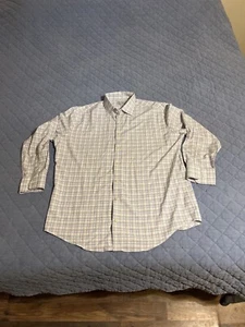 Peter Millar Sommer Komfort Hemd Herren Large blau hellbraun kariert Freizeit Button Down - Bild 1 von 7
