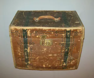 Old Antique Vtg Original 1910s Madler Patent Steamer Trunk Germany 13X14X19 Nice - Picture 1 of 12
