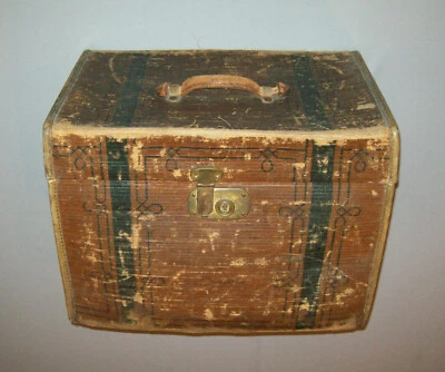 Old Antique Vtg Original 1910s Madler Patent Steamer Trunk Germany 13X14X19 Nice - Image 1 of 4