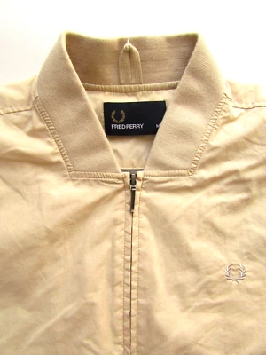 Fred Perry men's zip up bomber jacket J3515 medium beige cotton LJKTC269 — 第 1/4 张图片