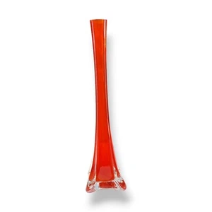 Vaso Bud Mid-Century Moderno 12" Vetro Rosso Collo Allungato - Foto 1 di 11