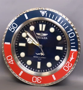 Invicta 34938 Hammerhai Pro Diver blaue rote Lünette blaues Zifferblatt 14" Wanduhr - Bild 1 von 7