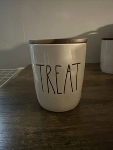 RAE DUNN Kanister LECKERLI Glas Holz Signatur Deckel Bauernhaus Landhaus 5,5" - Bild 1 von 6