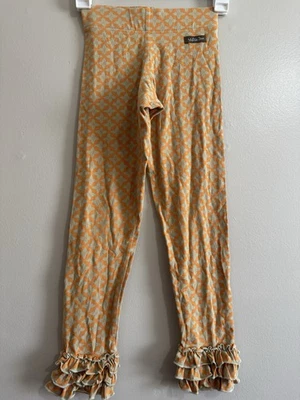 Matilda Jane Girls Ruffle Leggings Size 10 Orange Mint Floral - Image 1 of 3