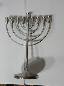 Brass Menorah Hanukkah 9 Candles 14X11 - Picture 1 of 8
