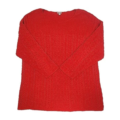 J Jill Sweater Red Cable Knit Chenille Women Plus Size 3X Tunic Shirt Scoop Neck - Image 1 of 4