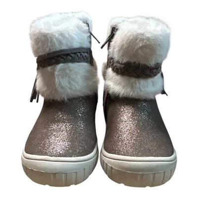 Geox Taupe Brillo Transpirable Aislamiento Térmico Flecos Botines Niño Pequeño Talla 8 Foto 1 de 4