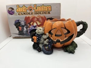 Candelabro votivo bruja vintage Halloween Jack-o'-Lantern calabaza gato negro  - Imagen 1 de 22