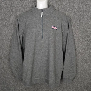 Vineyard Vines Pullover Mens XL Gray 1/4 Zip Cotton Sweater Casual Layering - Picture 1 of 13