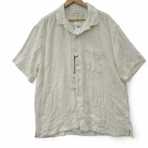 Abercrombie & Fitch Men's Shirt XL Camp Collar Summer Linen-Blend Oat - Preloved - Picture 1 of 24