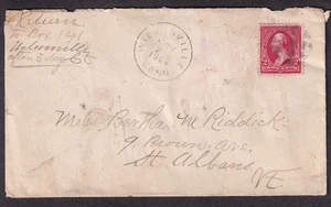1900 cover DPO Wilsonville CT to Bertha M Riddick St Alband VT - Picture 1 of 2