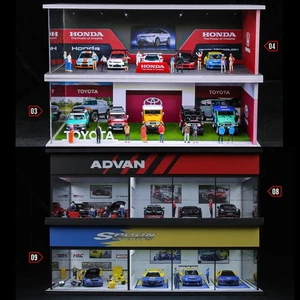 1/64 Diorama Car Repair Model LED Diecast Car Parking Lot Showroom Display Toys - Picture 1 of 44