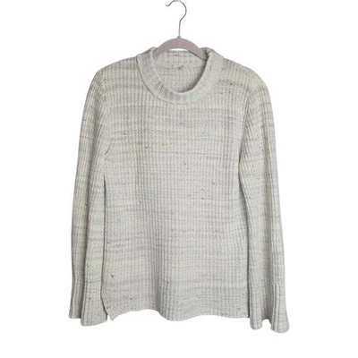 Espléndido suéter gris jaspeado mezcla de lana algodón cuello redondo talla mediana Foto 1 de 4