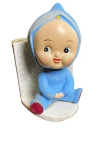 Baby Boy Planter Rubens Originals #312 Blue Nodder Nursery Figurine VTG - Picture 1 of 19