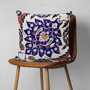 Turkish Tulip Tile Pattern Cushion Case,Gobelin Tapestry Pillowcase - Picture 1 of 9