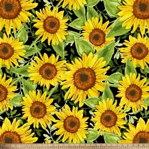 Sunflowers Print Fleece Fabric - 60" Wide - Sold by The Yard - Picture 1 of 1