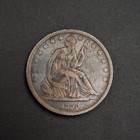 1839 sitzende Liberty halber Dollar - Vorhänge-Schlüssel Datum Sehr guter Zustand Obv. Kratzer