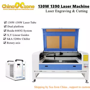 DSP 130W 1390 Laser Engraving Cutters CO2 Laser Ruida 6445G Linear Guides CW5200 - Bild 1 von 9