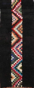 Vintage Geometric Modern Shaggy Moroccan Runner Rug Hand-knotted Plush WOOL 3x7 - Picture 1 of 12