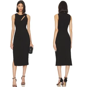 NEU WAHRSCHEINLICH Liza SCHWARZ Cutout SEITENSCHLITZ Cocktail SCHEIDE Midi KLEID 2 - Bild 1 von 13