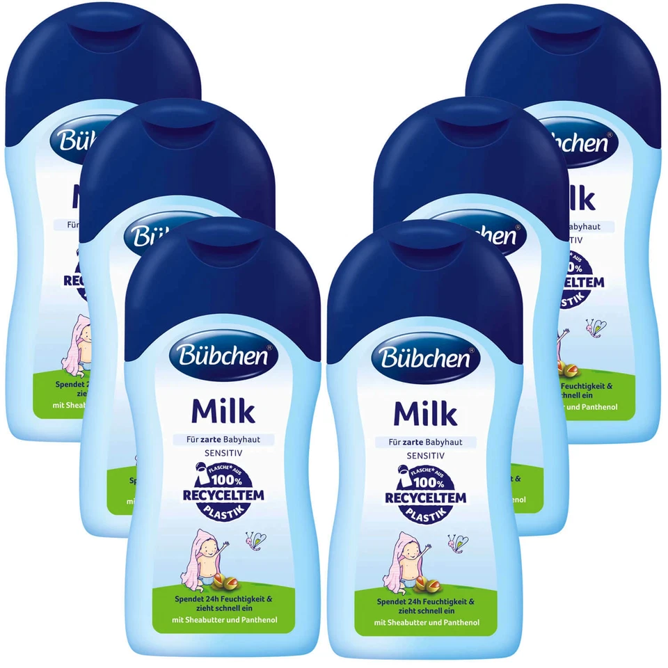 6x 400ml Bübchen Milk Sensitiv für zarte Babyhaut spendet 24h Feuchtigkeit - Bild 1 von 3