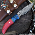 CSFIF Custom Skinner Knife Ladder Damascus Hard Wood Micrata Bolster Camping