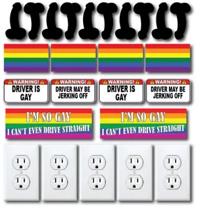 25 Stück Lustige Sticker Pack Streich Edition Gay Pride Flagge Gefälschte Steckdose Penis - Bild 1 von 3