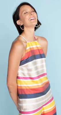 Trina Turk Shangri La Sandy Beach Stripe  Vina Halter Tank Top 12 - Image 1 of 4