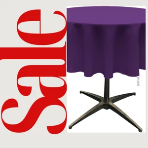 PURPLE - Polyester Poplin Washable Round Tablecloth, Wrinkle Resistant - Picture 1 of 2