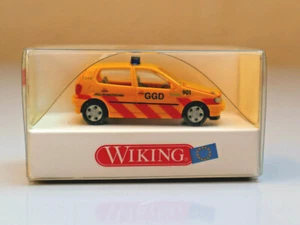 MODELO COCHE 1:87: VW POLO "MÉDICO DE URGENCIAS", amarillo/rojo, WIKING EU 07104, A5-2 - Imagen 1 de 3