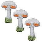 Mushroom Applique Patch - Fungus, Fungi, Fantasy Badge 1-5/8" (3-Pack, Iron on)