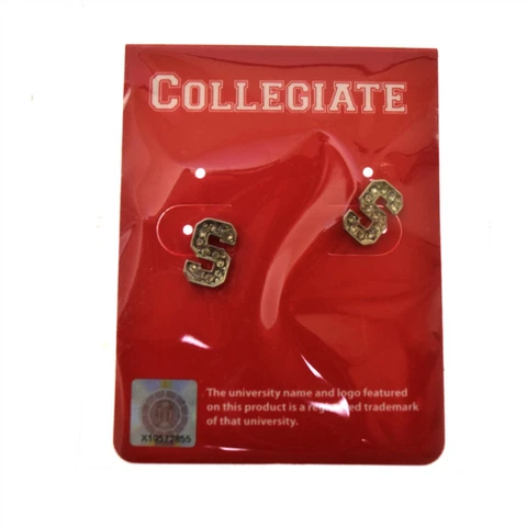 Stanford University Clear Rhinestone "S" Earrings Post Pierced Cover
