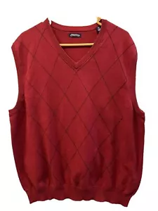 Consensus Men’s XL Vest Neck Red Cotton Vest Grandpa Cool Mr. Rogers - Picture 1 of 8