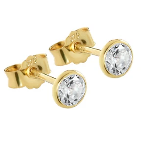 Coppia orecchini a perno 4,5 mm oro giallo 375 orecchini zirconi bianchi 2606 carati - Foto 1 di 1