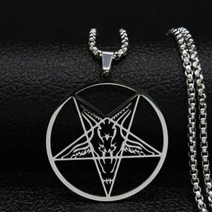 Iglesia de Satanás Pentáculo Baphomet Cabra Sello Collar Colgante Grande Pentagrama - Imagen 1 de 2