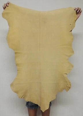 LG BRAINTAN BUCKSKIN Leather Hide for Clothing Bags Native Craft Regalia Laces - Image 1 of 4