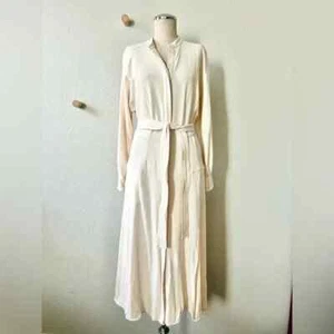 Reiss Darcy Belted Midi Dress Cream Ivory Size 10 Long Sleeves - Picture 1 of 13