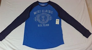 Neu mit Etikett Lucky Brand L/S blaues T-Shirt "Moto Classic U.S Team MCMLXIV" XL K#10113 - Bild 1 von 4