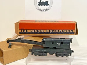 LIONEL 2460 #1 ERIE BUCYRUS-12 WHEEL CRANE-VAR-C  BLT 1946-50 LK/N IN ORIG. BOX - Afbeelding 1 van 9