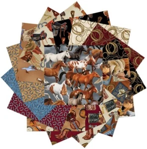 Yellowstone•Horse, Western 16) Pc Fat Quarter Fabric Bundle 100%Cotton•LOOK - Picture 1 of 3