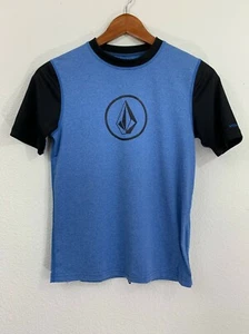 Boys Kid Size 12 Medium Volcom Colorblock T-Shirt Short Sleeve Crewneck Blue Tee - Picture 1 of 7