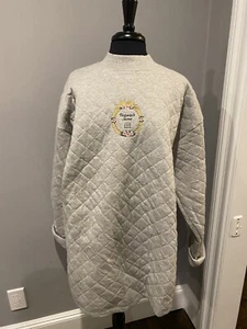 Vtg Victoria Secret Country Womens Large Sweater Quilted Gray Embroidered Logo - Picture 1 of 5