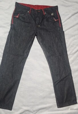 Pantalones de mezclilla para hombre Crown Holder adornados de terciopelo hip hop ropa de calle talla 38x34 Foto 1 de 4