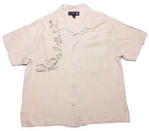 Camicia da campeggio NAT NAST 100% seta Florida ricamata Palm Beach Miami beige grande L - Foto 1 di 11