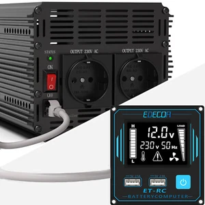 Falownik EDECOA 12V 230V 3000W Przetwornica napięcia ET-RC Pilot zdalnego sterowania 0% VAT - Zdjęcie 1 z 9