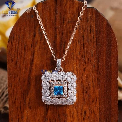 5.03 TDW B. Princess,Marquise &Round Cut Diamond Rose Gold Pendant & Earring Set - Image 1 of 4