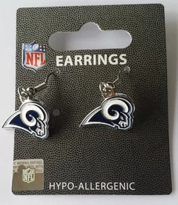 Los Angeles LA Rams Football NFL Team Logo Charm Silver Dangle Earrings Set - Picture 1 of 2