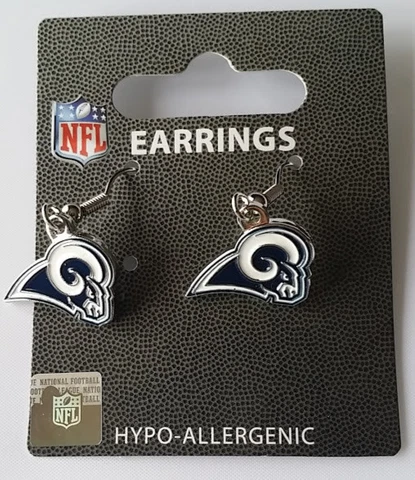 Los Angeles LA Rams Football NFL Team Logo Charm Silver Dangle Earrings Set Cover